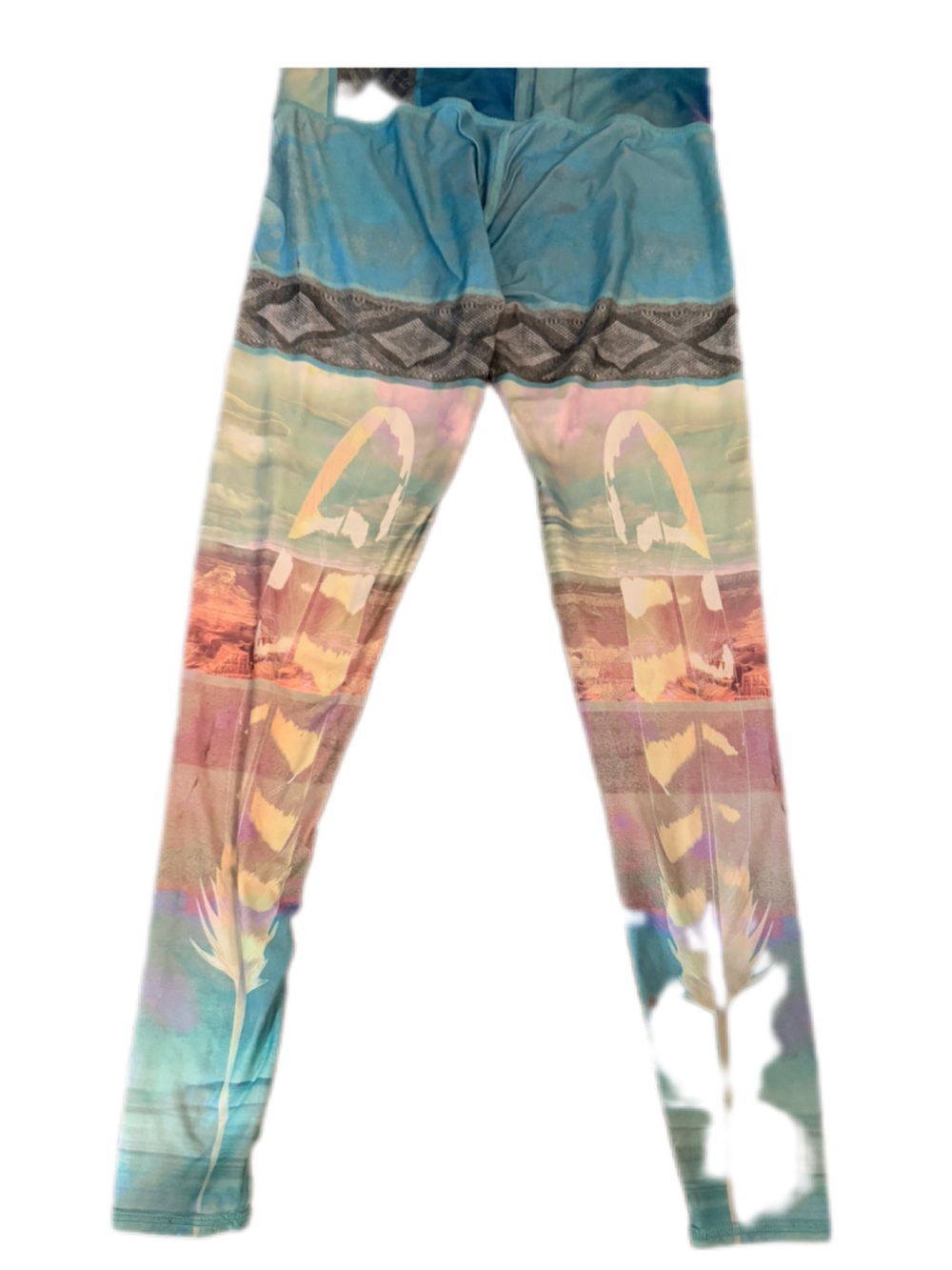 teeki Pastel Feather Ombre Leggings in Blue, Pink, Green, Yellow